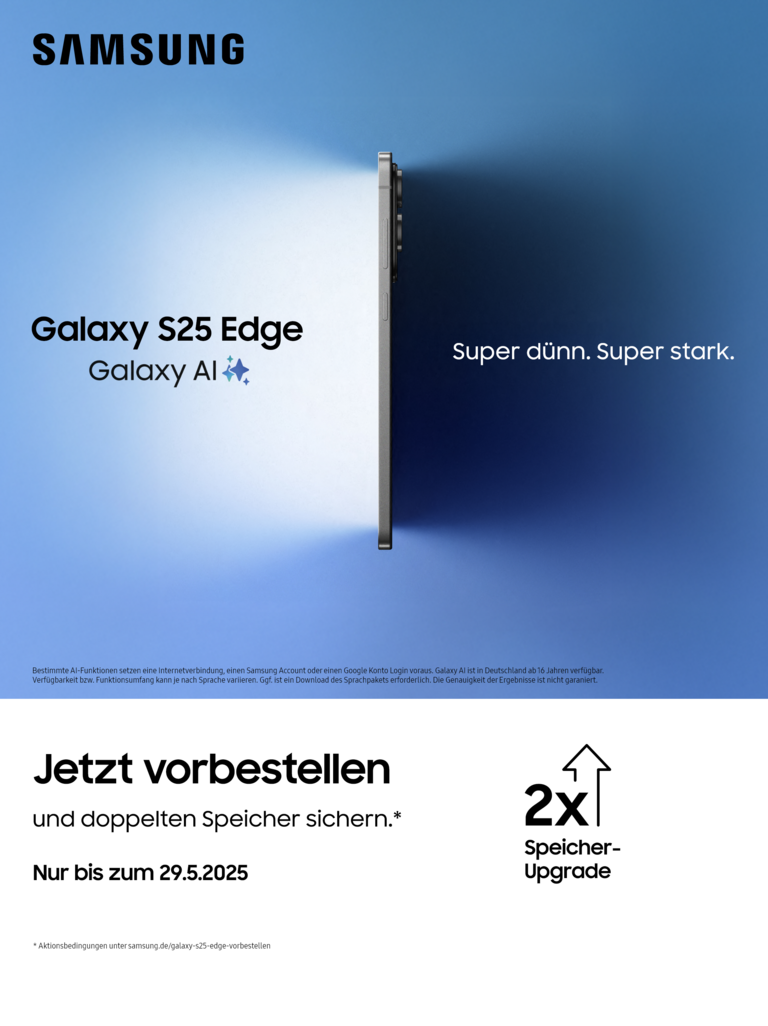 Samsung Galaxy S25 Edge kaufen und doppelten Speicher sichern