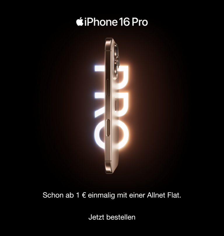 iPhone 16 Pro - schon ab 1 € einmalig mit einer Allnet Flat.